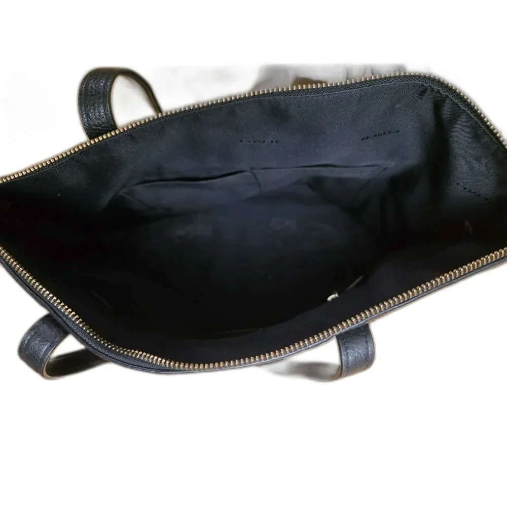 Coach Black Pebbled Leather Zip Top Tote